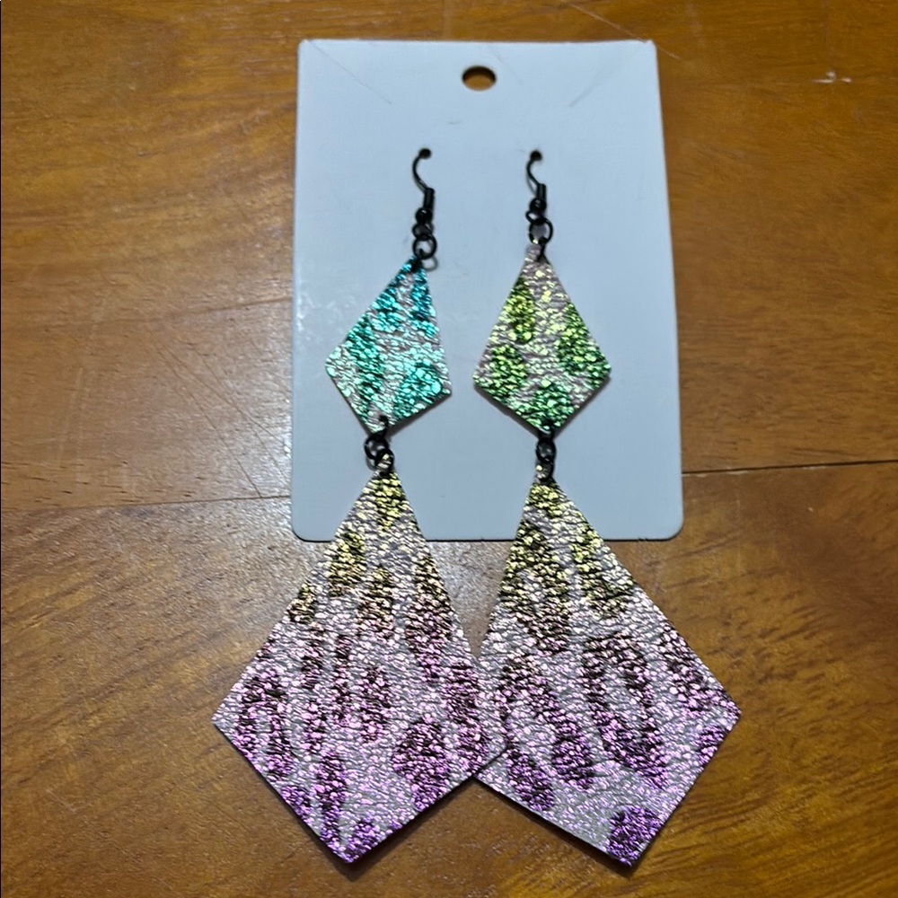 Multicolor Leopard Print Dangle Earrings
